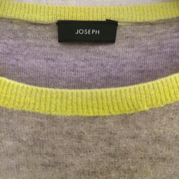 Joseph Grey Green Color Block Cashmere Crewneck Pullover Sweater Small Medium - Picture 5 of 7